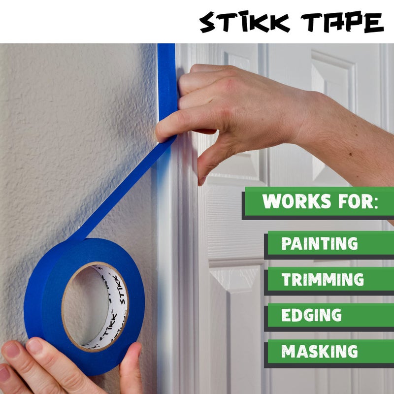 STIKK Painters Tape - 5pk Green Painter Tape - 1.5 inch x 60 Yards - Paint Tape for Painting, Edges, Trim, Ceilings - Masking Tape for DIY Paint Projects - Residue-Free Painting Tape - Image 4